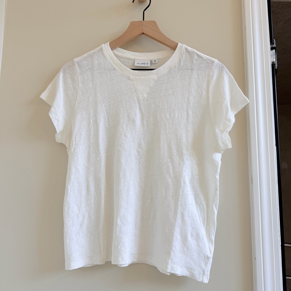 SOLD OUT Clare V. Classic Tee cream w/V-stitch NWT $145